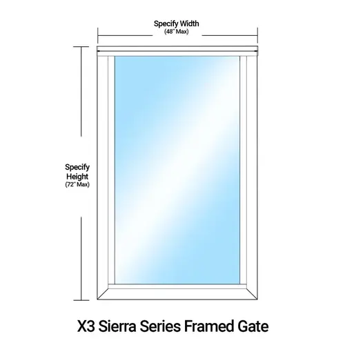 X3 Sierra Series Framed Gate with Sash for 1/4" Glass - Traffic White