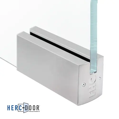 2-1/2" Square Patch Rail 9-1/2" Long Without lock For 1/2" Glass - Satin Anodized