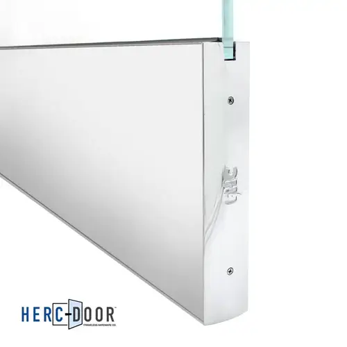 10" Tall Square Sidelite Rail - 1/2" Glass 120" Length With Reversible Saddle - Polished Stainless 10" Tall Square Sidelite Rail - 1/2" Glass 120" Length With Reversible Saddle - Polished Stainless