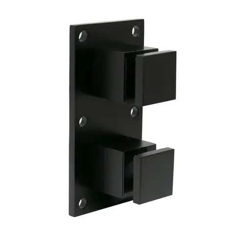 Glass Rail Standoffs 2" Square With Mounting Plate Matte Black Glass Rail Standoffs 2" Square With Mounting Plate Matte Black