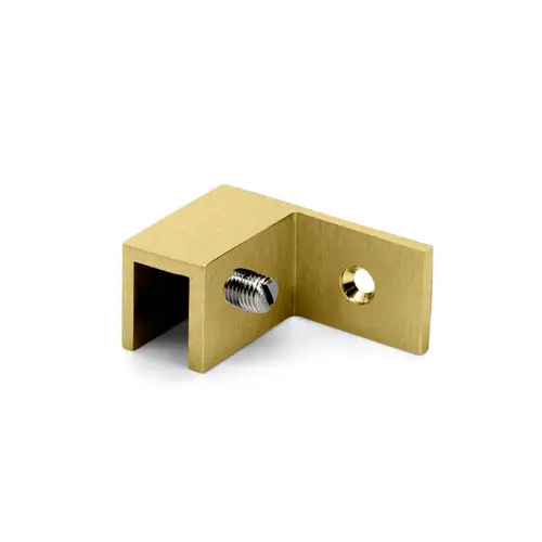 Left Hand Wall Mount Slip Fit Glass Clamp, Brass Material, 5/16" to 1/2" Glazing Thickness, Satin Brass Finish
