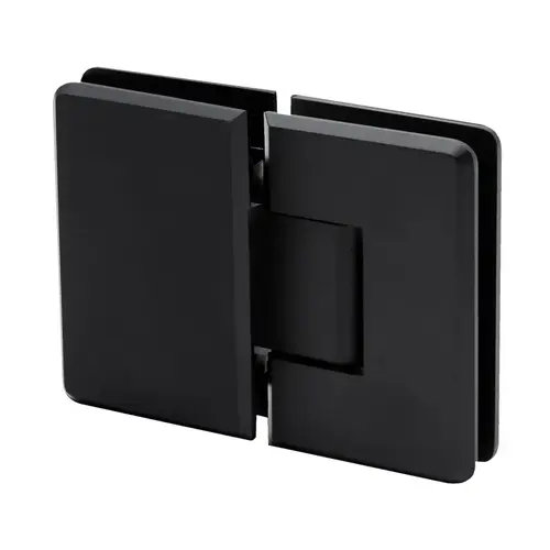 Preston Series 180 Degree Glass-to-Glass Hinge, Brass Material, Self-Centering, Matte Black Finish Preston Series 180 Degree Glass-to-Glass Hinge, Brass Material, Self-Centering, Matte Black Finish