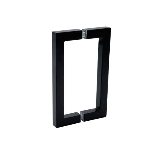 Square Back-to-Back Pull Handle, Brass Material, Tubular construction, 6" Center-To-Center, Matte Black Finish
