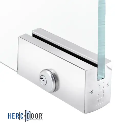 2-1/2" Square 9-1/2" Patch Rail With Lock For 3/8" Glass - Polished Stainless 2-1/2" Square 9-1/2" Patch Rail With Lock For 3/8" Glass - Polished Stainless