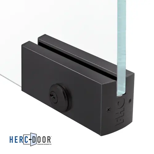 2-1/2" Square 9-1/2" Patch Rail With Lock For 3/8" Glass - Dark Bronze Anodized 2-1/2" Square 9-1/2" Patch Rail With Lock For 3/8" Glass - Dark Bronze Anodized