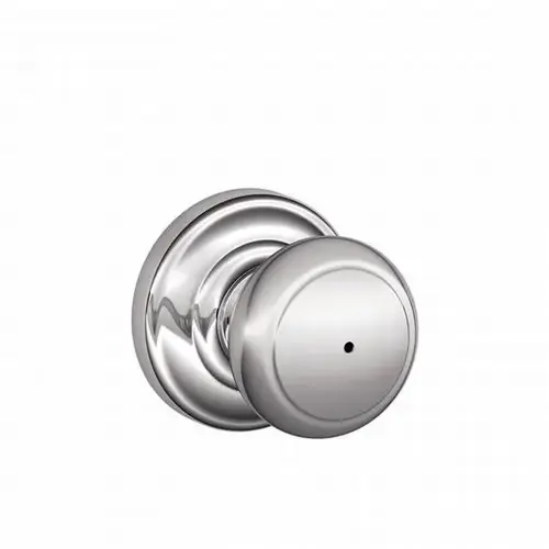 Schlage Residential F40AND625Andover Knob with Andover Rose Privacy Lock with 16080 Latch and 10027 Strike Bright Chrome Finish Schlage Residential F40AND625Andover Knob with Andover Rose Privacy Lock with 16080 Latch and 10027 Strike Bright Chrome Finish