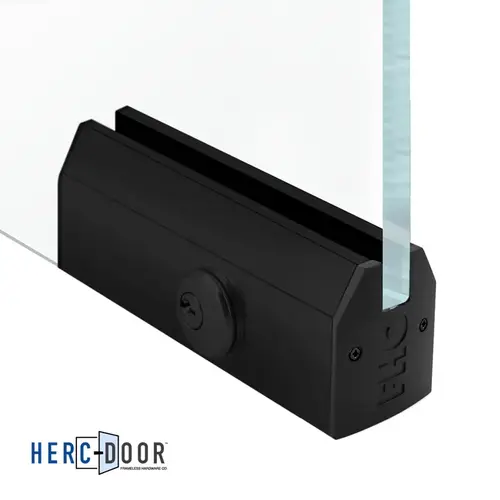 2-1/2" Tapered 12" Patch Rail With Lock For 3/4" Glass - Matte Black 2-1/2" Tapered 12" Patch Rail With Lock For 3/4" Glass - Matte Black