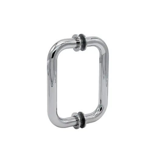 Back-to-Back Tubular Pull Handle with Washer, Brass Material, 6" Center-To-Center, 3/4" Tube Diameter, Polished Chrome Finish