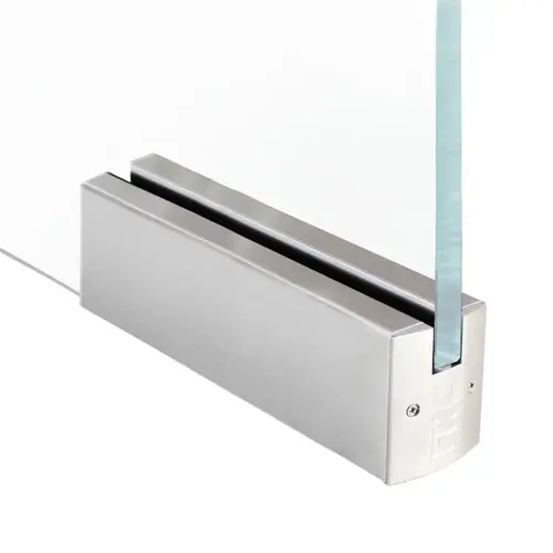 2-1/2" Square 12" Patch Rail Without Lock For 3/4" Glass - Brushed Stainless 2-1/2" Square 12" Patch Rail Without Lock For 3/4" Glass - Brushed Stainless