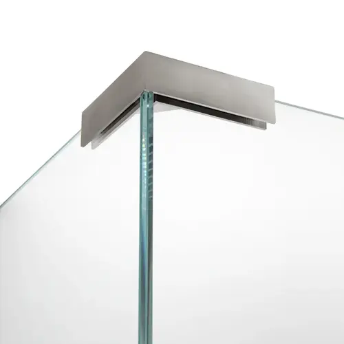 Stabilizer Bracket 90 Degree Sleeve Heavy-Duty Over Bracket, Brass Material, 3/8" To 1/2" Glazing Thickness, Brushed Nickel Finish