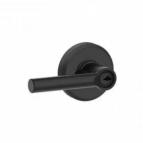 Broadway Lever with Greyson Rose Keyed Entry Lock C Keyway with 16211 Latch and 10063 Strike Matte Black Finish