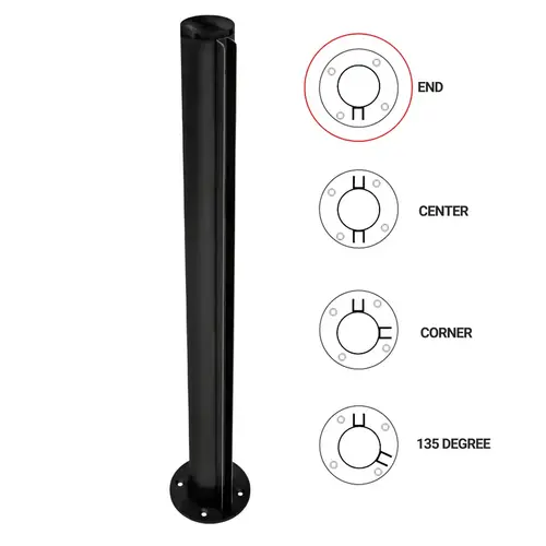 T1000 24" End Post - 1.5" Round Partition Post - Matte Black T1000 24" End Post - 1.5" Round Partition Post - Matte Black