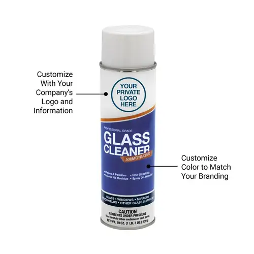Private Label Glass Cleaner (Ammoniated Formula) - 200 Case Minimum - 19 Oz. Cans Private Label Glass Cleaner (Ammoniated Formula) - 200 Case Minimum - 19 Oz. Cans