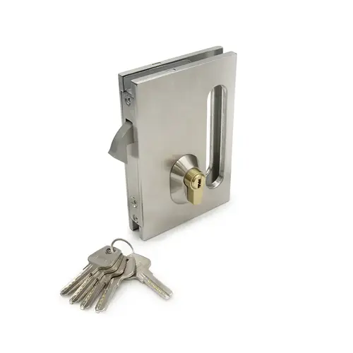 Euro Center Lock Housing Hook Bolt Type with Strike Plate - Brushed Stainless Euro Center Lock Housing Hook Bolt Type with Strike Plate - Brushed Stainless