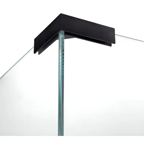 Stabilizer Bracket 90 Degree Sleeve-Over Bracket, Brass Material, 3/8" to 1/2" Glazing Thickness, Matte Black Finish