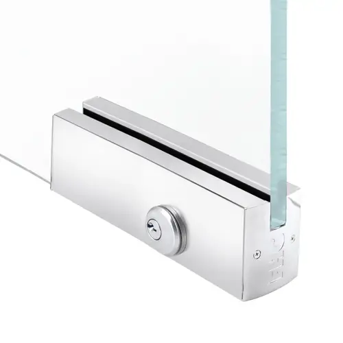 2-1/2" Square 12" Patch Rail With Lock For 3/4" Glass - Polished Stainless 2-1/2" Square 12" Patch Rail With Lock For 3/4" Glass - Polished Stainless