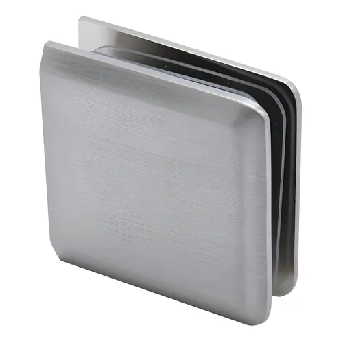 Beveled Wall Mount Clamp, Brass Material, 3/8" to 1/2" Glazing Thickness, Beveled Profile, Brushed Nickel Finish