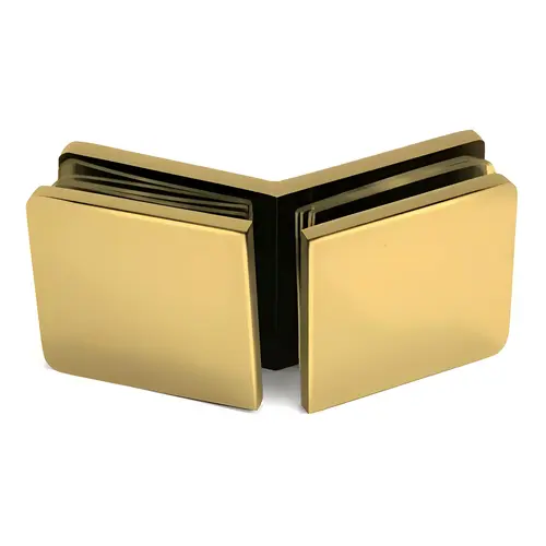 135 Degree Clamp Square Edge, Brass Material, Glass-To-Glass Mounting, 3/8" To 1/2" Glazing Thickness, Satin Brass Finish