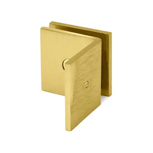 Square Wall Mount Glass Clamps With Large Leg, Brass Material, 90 Degree Mounting Angle, 3/8" to 1/2" Glazing Thickness, Satin Brass Finish