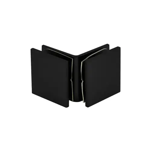 Open Face Square 90 Degree Glass Clamp, Brass Material, 3/8" to 1/2" Glazing Thickness, Matte Black Finish