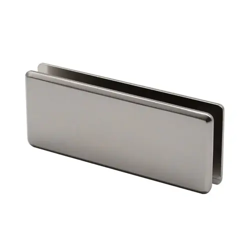 Beveled 180 Degree Glass to Glass Clamp, Brass Material, 3/8" to 1/2" Glazing Thickness, Brushed Nickel Finish