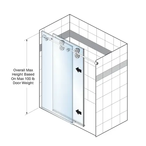 Clearwater Series Sliding Shower Door System for 3/8" or 1/2" Glass - Matte Black GLASS NOT INCLUDED Clearwater Series Sliding Shower Door System for 3/8" or 1/2" Glass - Matte Black GLASS NOT INCLUDED