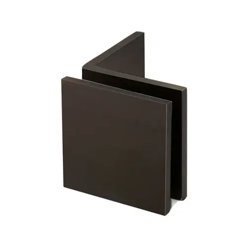 Square Wall Mount Glass Clamps With Large Leg, Brass Material, 90 Degree Mounting Angle, 3/8" To 1/2" Glazing Thickness, Oil Rubbed Bronze Finish