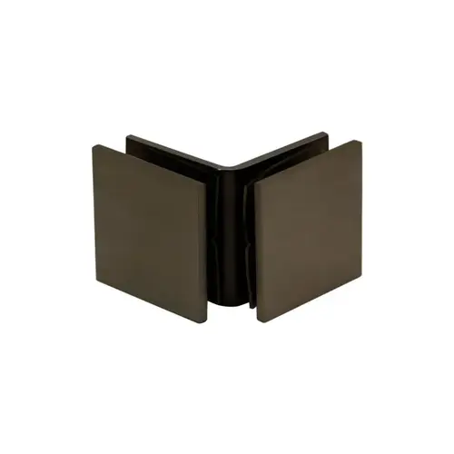 Open Face Square 90 Degree Glass Clamp, Brass Material, 3/8" to 1/2" Glazing Thickness, Brushed Bronze Finish