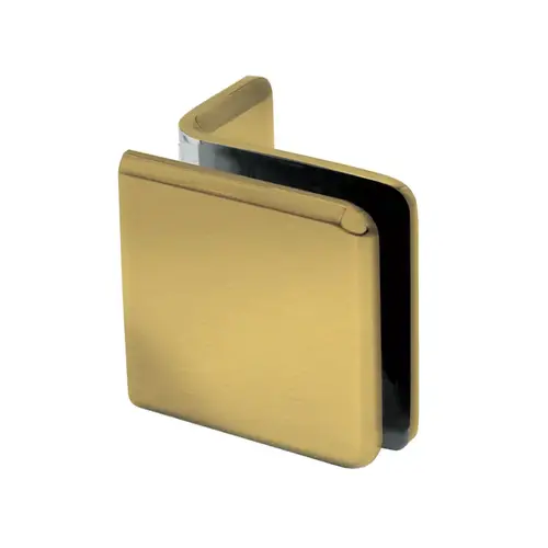 Beveled Wall Mount Glass Clamps With Small Leg, Brass Material, 90 Degree, 3/8" To 1/2" Glazing Thickness, Satin Brass Finish
