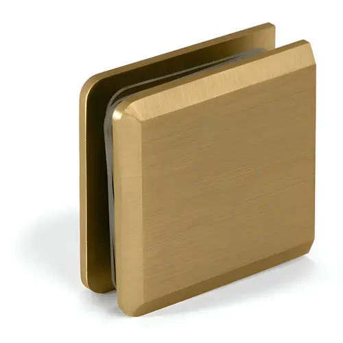 Heavy Duty Beveled Wall Mount Clamp, Brass Material, 3/8" To 1/2" Glazing Thickness, 3/4" Hole Diameter, Satin Brass Finish