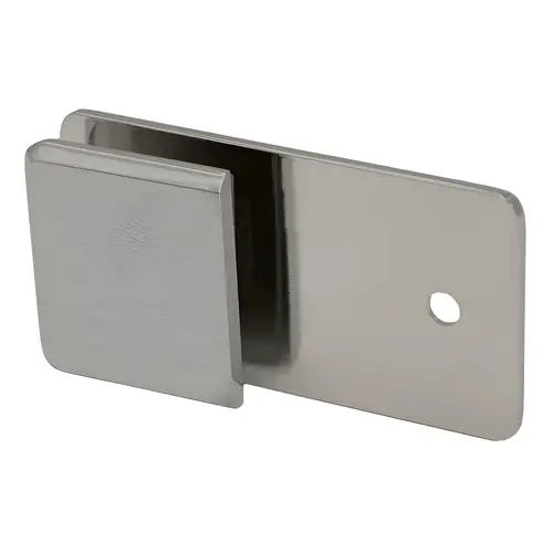 Beveled Y Inline Glass Clamp for Fixed Panel, Brass Material, 3/8" To 1/2" Glazing Thickness, 3/4" Hole Diameter Required, Brushed Nickel Finish