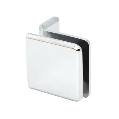 Beveled Wall Mount Glass Clamps with Small Leg, Brass Material, 3/8" to 1/2" Glazing Thickness, Polished Chrome Finish