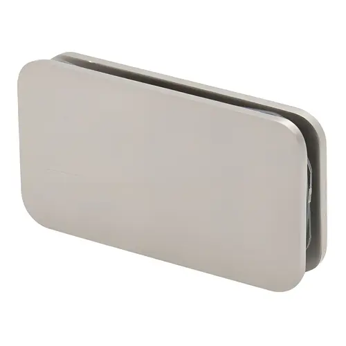 Square 180 Degree Glass Clamp, Brass Material, 3/8" To 1/2" Glazing Thickness, Brushed Nickel Finish