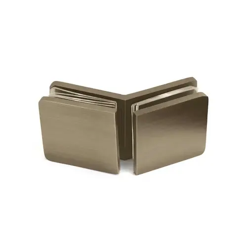135 Degree Clamp Square Edge, Brass Material, Glass-To-Glass Mounting, 3/8" to 1/2" Glazing Thickness, Brushed Bronze Finish