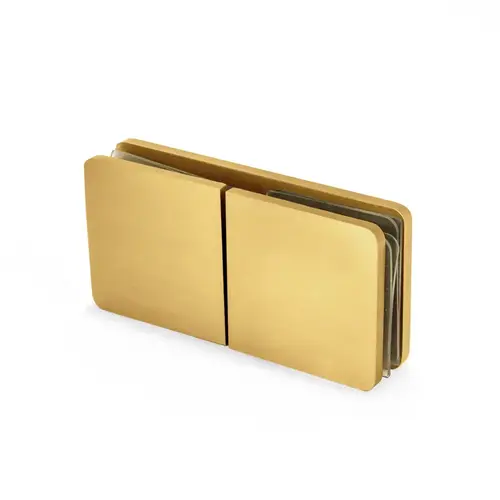 180 Degree Clamp Square Edge Standard, Brass Material, 3/8" To 1/2" Glazing Thickness, 1-3/4" Height, Satin Brass Finish