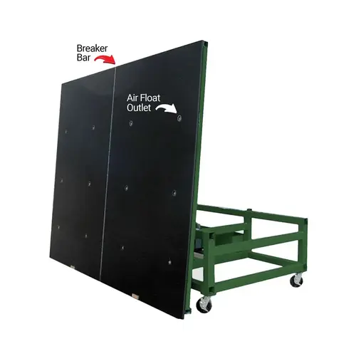 8' x 12' Counterbalance Tilt-Top Carpeted Glass Cutting Table With 12 Outlet Air Float And Breaker Bar 8' x 12' Counterbalance Tilt-Top Carpeted Glass Cutting Table With 12 Outlet Air Float And Breaker Bar