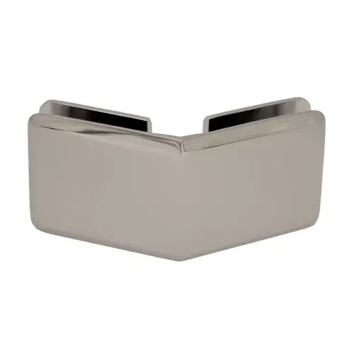 Beveled 135 Degree Glass-to-Glass Clamp, Brass Material, 3/8" to 1/2" Glazing Thickness, Brushed Nickel Finish