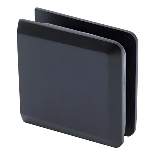 Beveled Wall Mount Clamp, Brass Material, 3/8" to 1/2" Glazing Thickness, Beveled Profile, Matte Black Finish