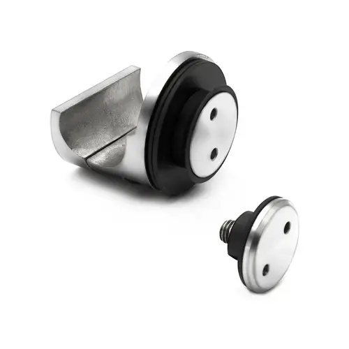 Carmel Series Glass Mount Clamp with Surface and Flush Mount Cap - Polished Stainless Carmel Series Glass Mount Clamp with Surface and Flush Mount Cap - Polished Stainless