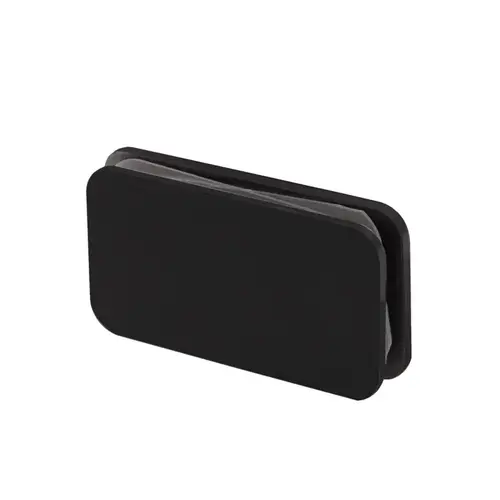 Square 180 Degree Glass Clamp, Brass Material, Glass-To-Glass Mounting, 3/8" To 1/2" Glazing Thickness, Matte Black Finish