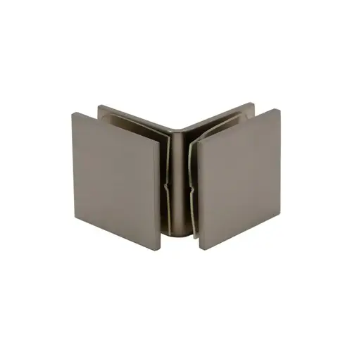 Open Face Square 90 Degree Glass Clamp, Brass Material, 3/8" to 1/2" Glazing Thickness, Brushed Nickel Finish