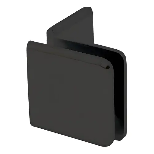 Beveled Wall Mount Glass Clamps With Large Leg, Brass Material, 90 Degree Mounting Angle, 3/8" to 1/2" Glazing Thickness, Matte Black Finish