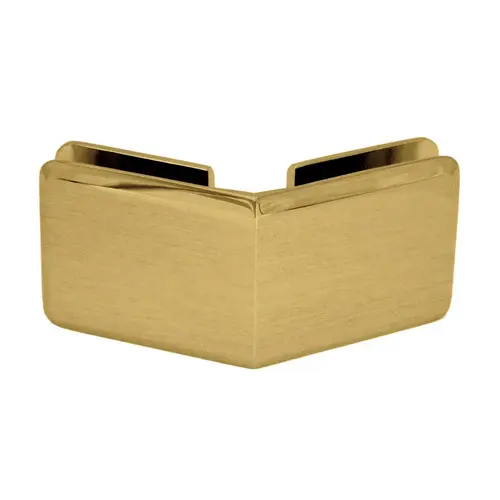 FHC CBU135SB Beveled 135 Degree Glass-To-Glass Clamp, Brass Material, 3/8" to 1/2" Glazing Thickness, 2" Front Plate Height, Satin Brass Finish Beveled 135 Degree Glass-To-Glass Clamp, Brass Material, 3/8" to 1/2" Glazing Thickness, 2" Front Plate Height, Satin Brass Finish