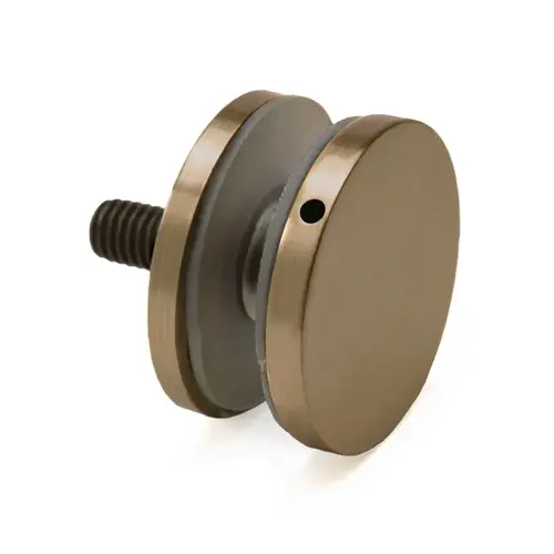 Single-Sided Glass Mount Bracket, Brass Material, 1-1/8" End Cap Diameter, Brushed Bronze Finish