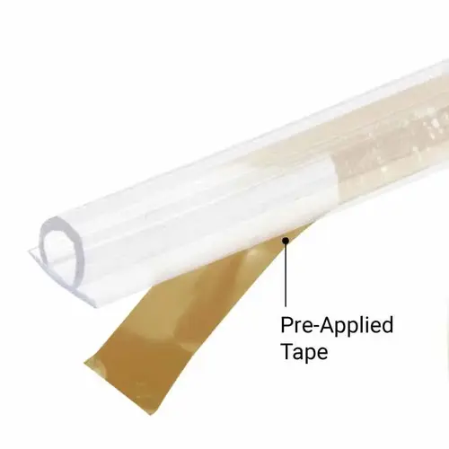 Clear Vinyl Bulb Seal 7/32" Gap with Pre-Applied Tape 95" Length Clear Vinyl Bulb Seal 7/32" Gap with Pre-Applied Tape 95" Length