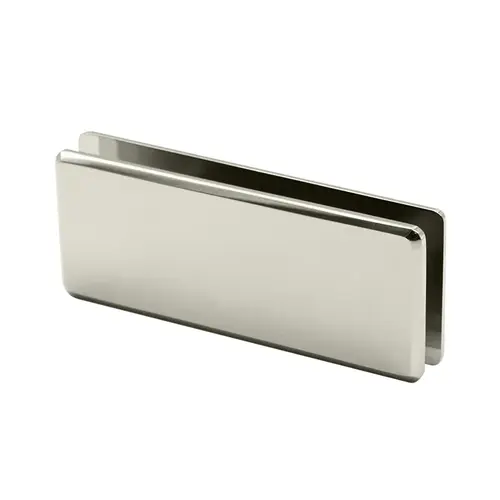 Beveled 180 Degree Glass To Glass Clamp, Brass Material, 3/8" to 1/2" Glazing Thickness, Polished Nickel Finish