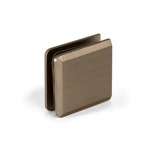 Heavy Duty Beveled Wall Mount Clamp, Brass Material, Wall Mount, 3/8" To 1/2" Glazing Thickness, 3/4" Hole Diameter Required, Brushed Bronze Finish