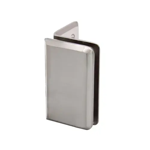 Preston Glass Clamp, Wall Bracket, Beveled Profile, Brass Material, 3/8" To 1/2" Glazing Thickness, Brushed Nickel