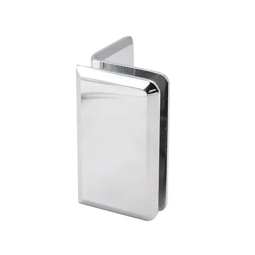 Preston Glass Clamp Beveled Wall Mount, Brass Material, 3/8" to 1/2" Glazing Thickness, Polished Chrome Finish