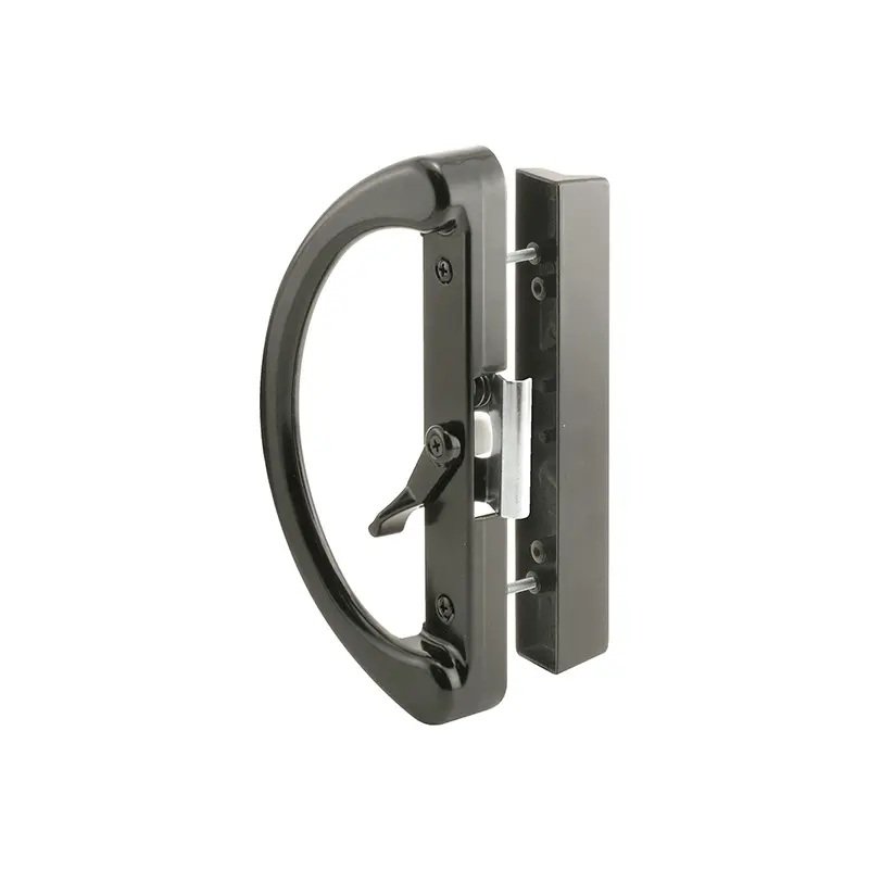 FHC Non-Keyed Sliding Glass Door Handle Set - Black Diecast - Clamp Style - Surface Mount - Fits 4-15/16 Hole Spacing (1 Set) C1222